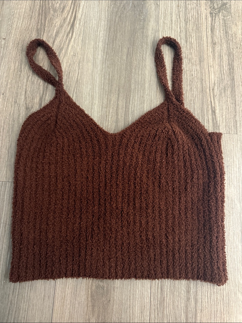Altar'd State Chocolate Brown Fuzzy Ribbed Cami Tank